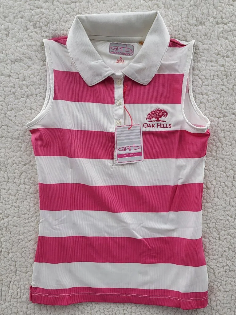Garb Performance Oak Hills Girl Sleeveless Golf Shirt Size Small